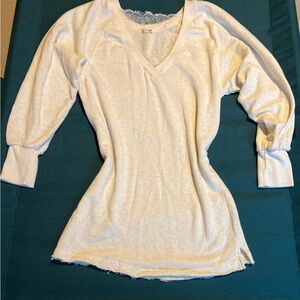 Free People Cream Long Sleeve Sweatshirt Tunic